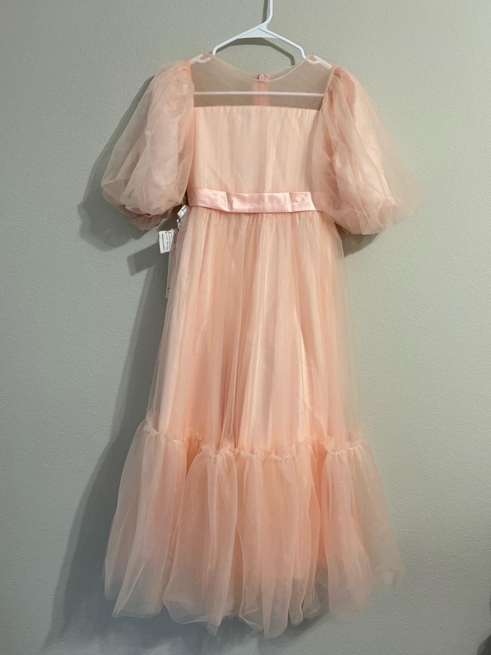 Dideyttawl Peach Pink Tulle Flower Girl Dress